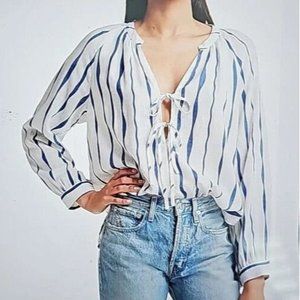 Rails White and Blue Striped Blouse